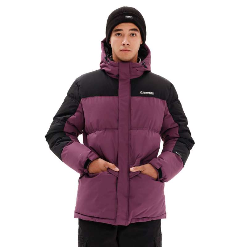 EMERSON HOODED PUFFER JACKET 232.EM10.57 MAUVE BLACK