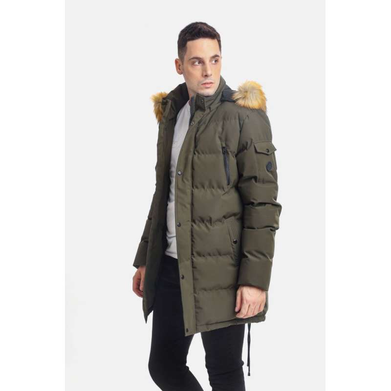 PACO HOODED LONGLINE PUFFER JACKET 2398208 KHAKI