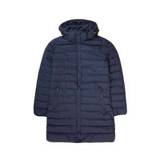 DETACHABLE HOOD FAKE DOWN QUILTED LONG JACKET 192.EW10.82 NAVY