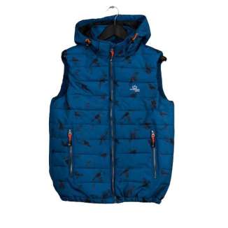 HOODED FAKE DOWN QUILTED VEST JACKET MR1532 ROYAL