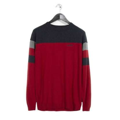 COTTON THREE-COLOR KNITTED SWEATER 182.EM70.24 RED