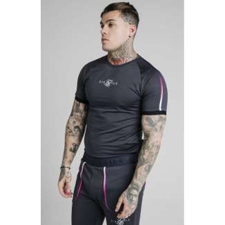 SikSilk Tee SS-17972 MIDNIGHT GREY/NEON WHITE