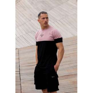 HENRY CLOTHING T-SHIRT 3-054 BLACK/PINK