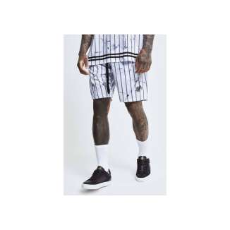 SikSilk Marble Relaxed Fit Shorts 17502 WHITE/GREY