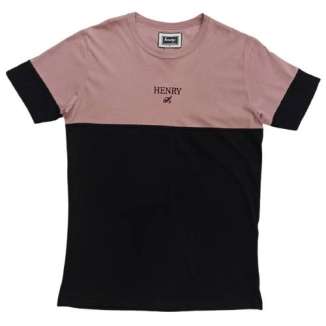 HENRY CLOTHING T-SHIRT 3-054 BLACK/PINK