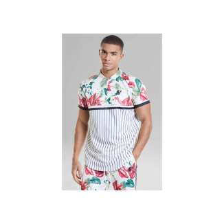 SikSilk Retro Tropics Baseball Tee SS-20274 WHITE/FLORAL