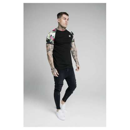 SikSilk Floral Pixel Inset Tee SS-17510 WHITE/FLORAL