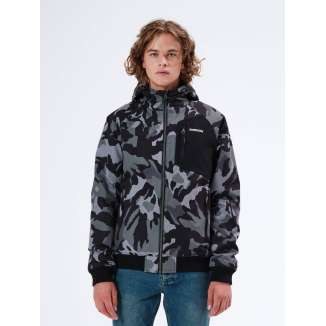 RAGLAN HOODED BOMBER JACKET 212.EM10.32 PR229 CAMO/BLACK