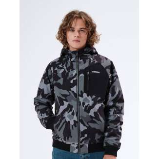 RAGLAN HOODED BOMBER JACKET 212.EM10.32 PR229 CAMO/BLACK