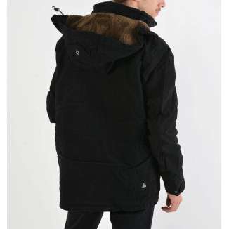 Cotton Padded Long Hooded Jacket 182.EM12.05 BLACK