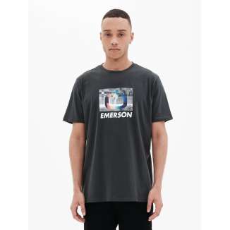 EMERSON GLITCH LOGO T-SHIRT 221.EM33.55 FOREST