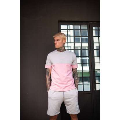 HENRY CLOTHING T-SHIRT 3-208 ICE GREY/PINK