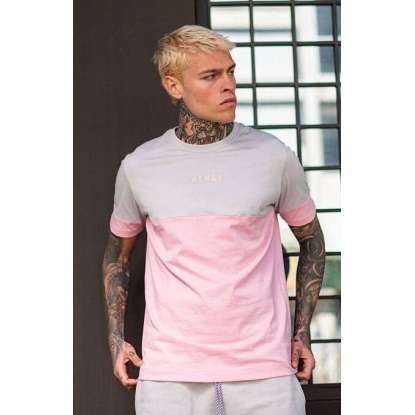 HENRY CLOTHING T-SHIRT 3-208 ICE GREY/PINK