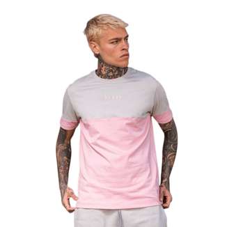 HENRY CLOTHING T-SHIRT 3-208 ICE GREY/PINK