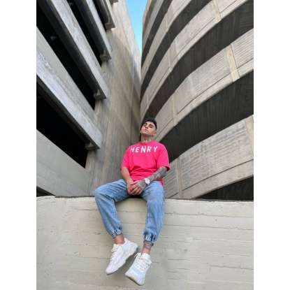 HENRY CLOTHING OVERSIZED T-SHIRT 3-219 CORAL