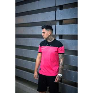 HENRY CLOTHING T-SHIRT 3-223 CORAL/BLACK