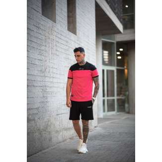 HENRY CLOTHING T-SHIRT 3-223 CORAL/BLACK