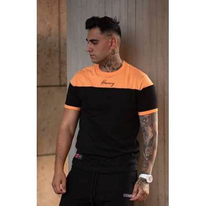HENRY CLOTHING T-SHIRT 3-223 BLACK/ORANGE
