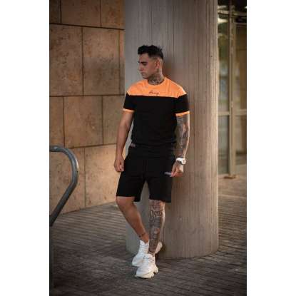 HENRY CLOTHING T-SHIRT 3-223 BLACK/ORANGE