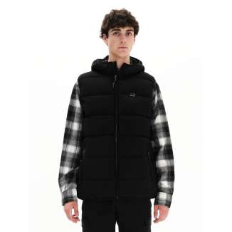 EMERSON HOODED PUFFER VEST JACKET 222.EM10.149 BLACK