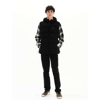 EMERSON HOODED PUFFER VEST JACKET 222.EM10.149 BLACK