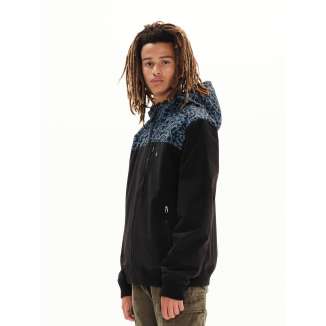 EMERSON HOODED BOMBER JACKET 222.EM10.50 BLACK/PR309 BLUE