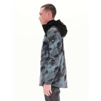 DETACHABLE HOOD JACKET 222.EM10.26 PR308 OLIVE/BLACK